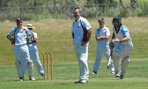 PBBC Colts bowler Daryl Parmenter shows his displeasure after being hit for runs by Coffs Tigers. PBBC Colts bowler Daryl Parmenter shows his displeasure after being hit for runs by Coffs Tigers.
